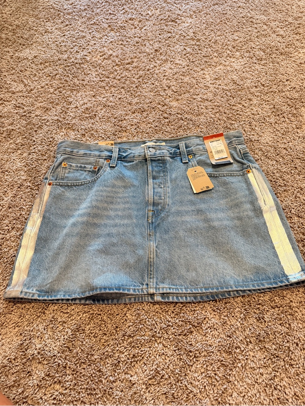 Levi’s mini skirt.
